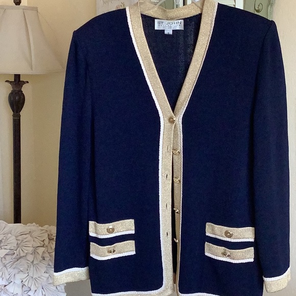 St. John Sweaters - Prestine St. John Cardigan 💙💙💙💛